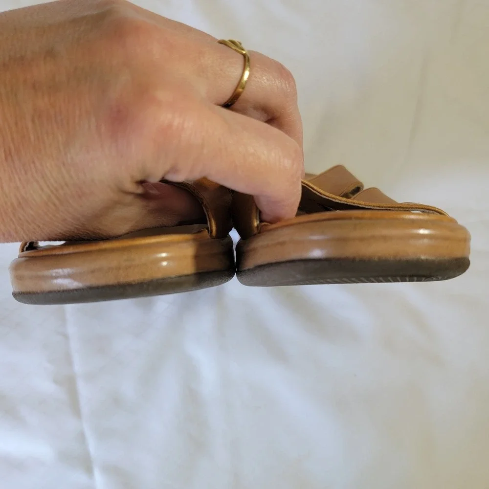 Dansko Womens Tan Leather Strappy Wedge Slide Sandals EU 39 US 8.5-9 Portugal
